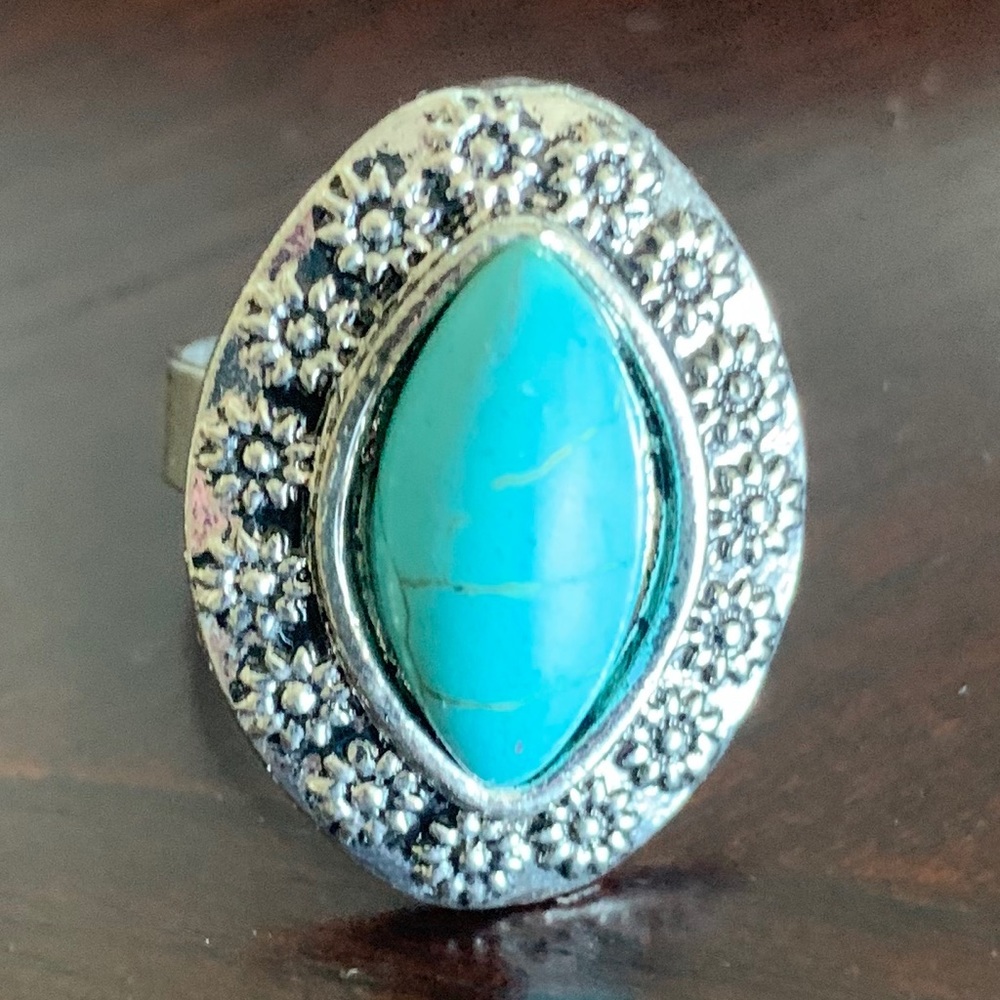 3 Turquoise Rings- Adjustable.